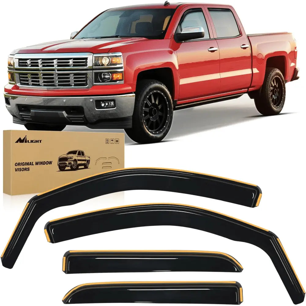 Rain Guards 2014 2015 2016 2017 2018 Chevy Silverado/GMC Sierra 1500 Crew Cab 2015 2016 2017 2018 2019 Silverado/Sierra 2500HD-3500HD Crew Cab Rain Guards Acrylic 4Pcs