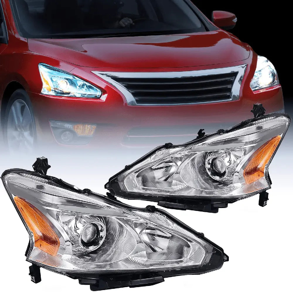 Headlight Assembly 2013 2014 2015 Nissan Altima 4 Door Sedan Headlight Assembly Chrome Case Amber Reflector