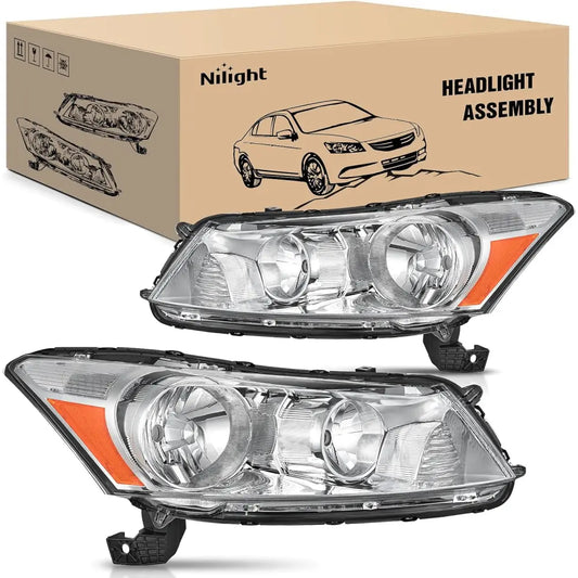 Headlight Assembly 2008 2009 2010 2011 2012 Honda Accord Sedan Headlight Assembly Chrome Housing Amber Reflector