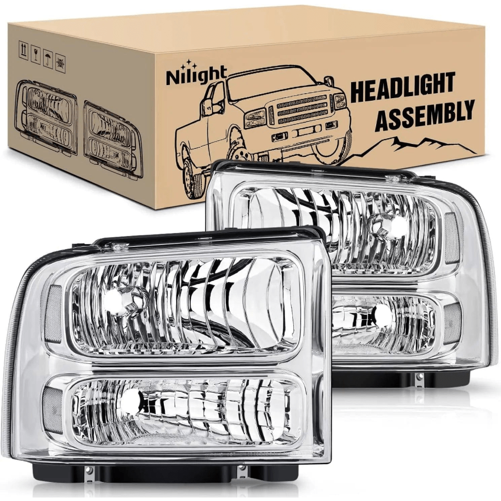 Headlight Assembly 2005 2006 2007 Ford F250 F350 F450 F550 Headlight Assembly Chrome Case Clear Reflector
