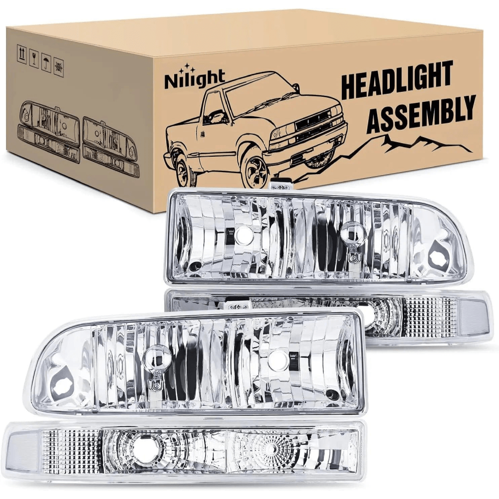 Headlight Assembly 1998 1999 2000 2001 2002 2003 2004 2005 Chevy Blazer S10 Headlight Assembly Chrome Case Clear Reflector
