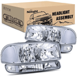 Headlight Assembly 1999 2000 2001 2002 2003 2004 2005 2006 GMC Sierra Yukon Headlight Assembly Chrome Case Clear Reflector