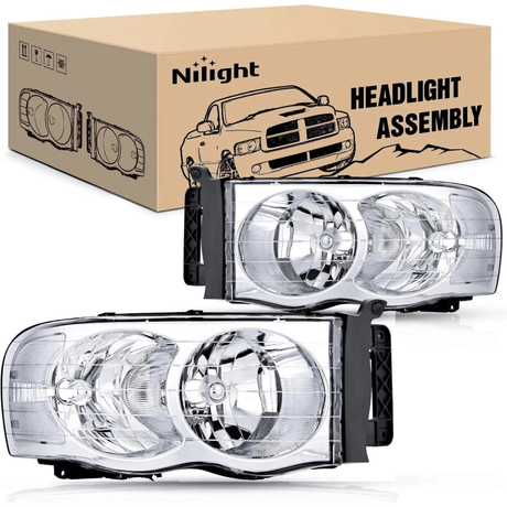 Headlight Assembly 2002 2003 2004 2005 Dodge Ram 1500 2500 3500 Headlight Assembly Chrome Case Clear Reflector
