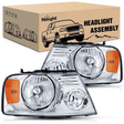 Headlight Assembly 2004 2005 2006 2007 2008 Ford F150 2006 2007 2008 Lincoln Mark LT Headlight Assembly Chrome Case Amber Reflector