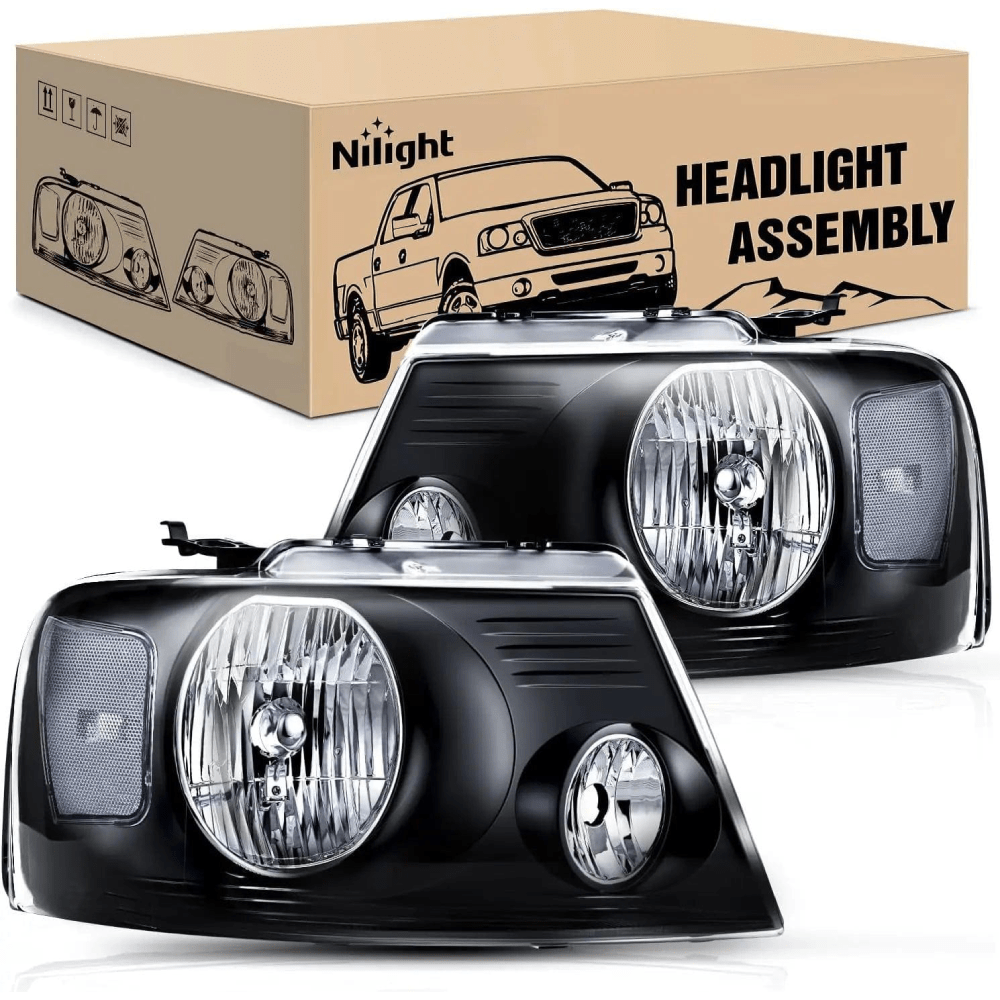 Headlight Assembly 2004 2005 2006 2007 2008 Ford F150 2006 2007 2008 Lincoln Mark LT Headlight Assembly Black Case Clear Reflector