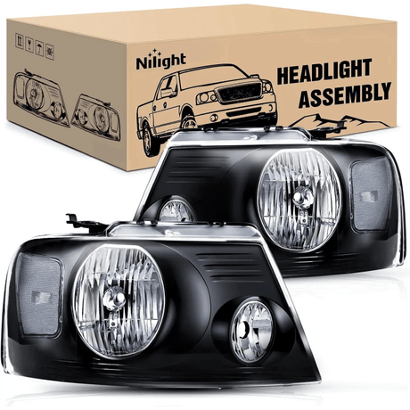 Headlight Assembly 2004 2005 2006 2007 2008 Ford F150 2006 2007 2008 Lincoln Mark LT Headlight Assembly Black Case Clear Reflector
