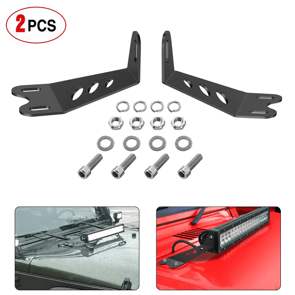 Mounting Accessory 20” Light Bar Hood Mounts For Jeep Wrangler JK 2007-2017