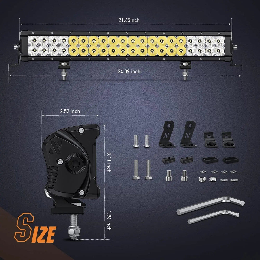 LED Light Bar 21.6 Inch 200W 24000LM Spot Flood Osram P8-5W Chips LED Light Bar