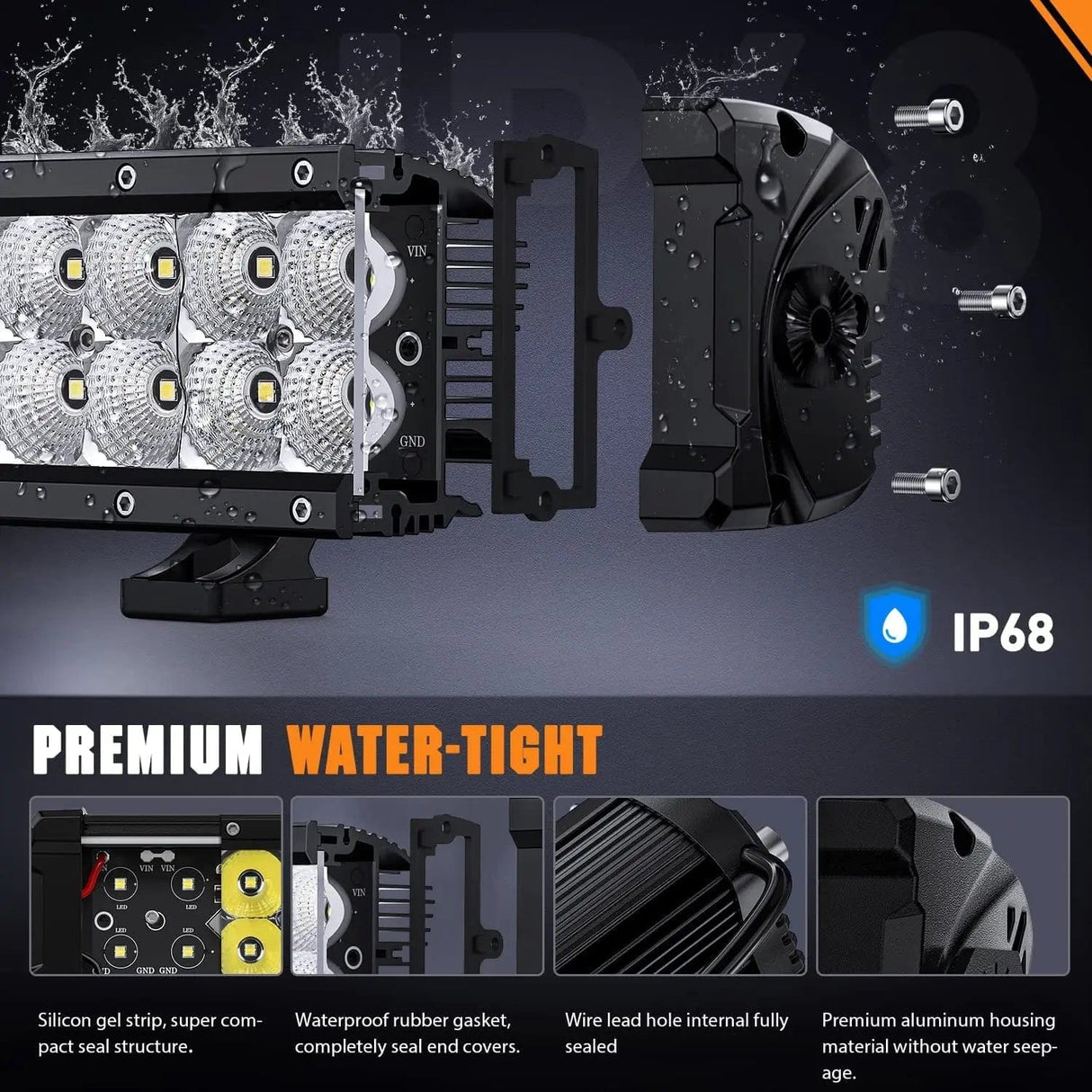 LED Light Bar 21.6 Inch 200W 24000LM Spot Flood Osram P8-5W Chips LED Light Bar