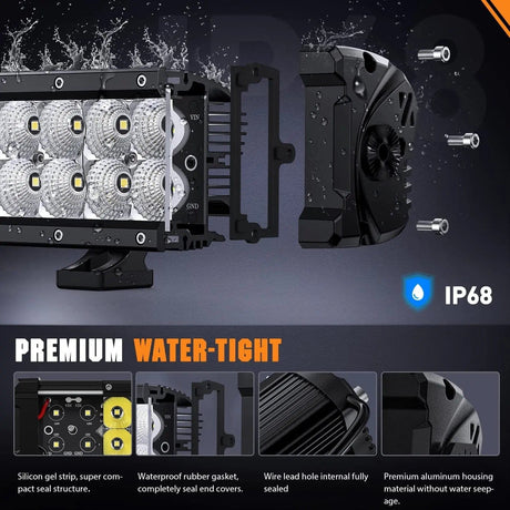 LED Light Bar 21.6 Inch 200W 24000LM Spot Flood Osram P8-5W Chips LED Light Bar