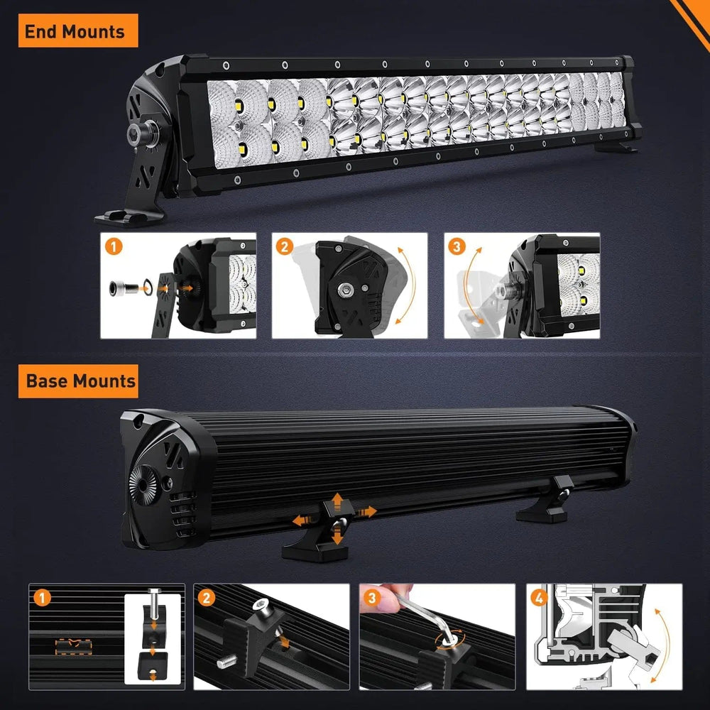 LED Light Bar 21.6 Inch 200W 24000LM Spot Flood Osram P8-5W Chips LED Light Bar