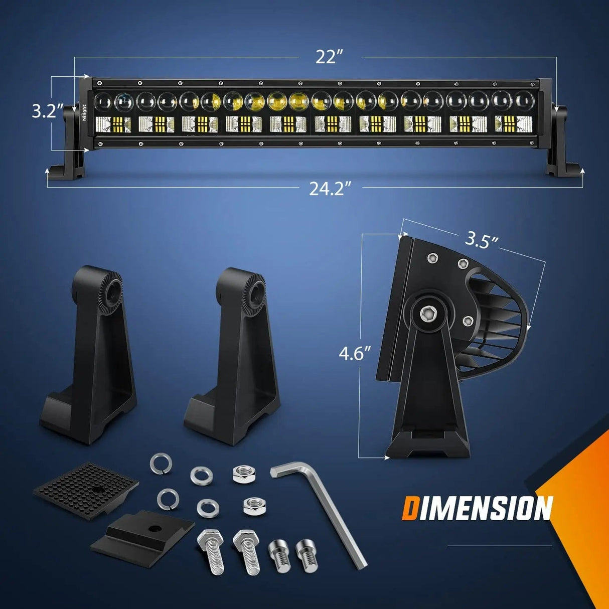 LED Light Bar 22 Inch 150W 15000LM Double Row 7D Lens Spot Flood LED Light Bar