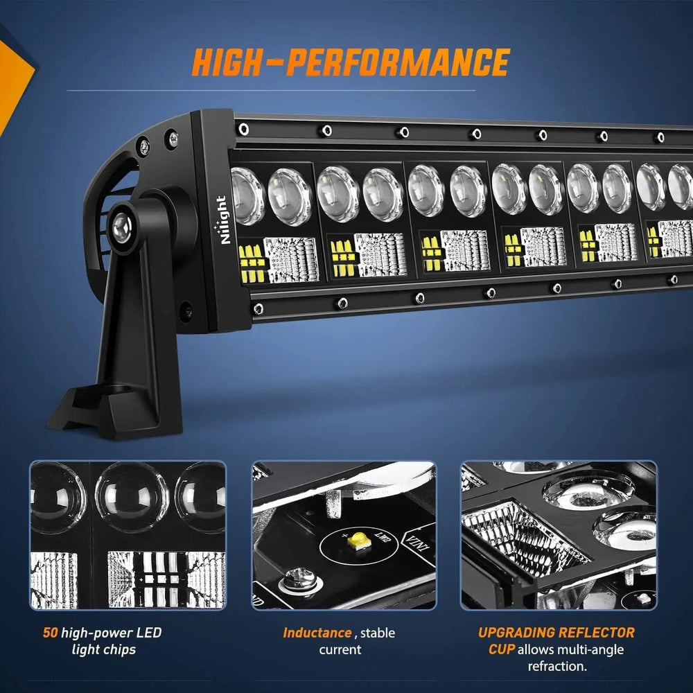 LED Light Bar 22 Inch 150W 15000LM Double Row 7D Lens Spot Flood LED Light Bar