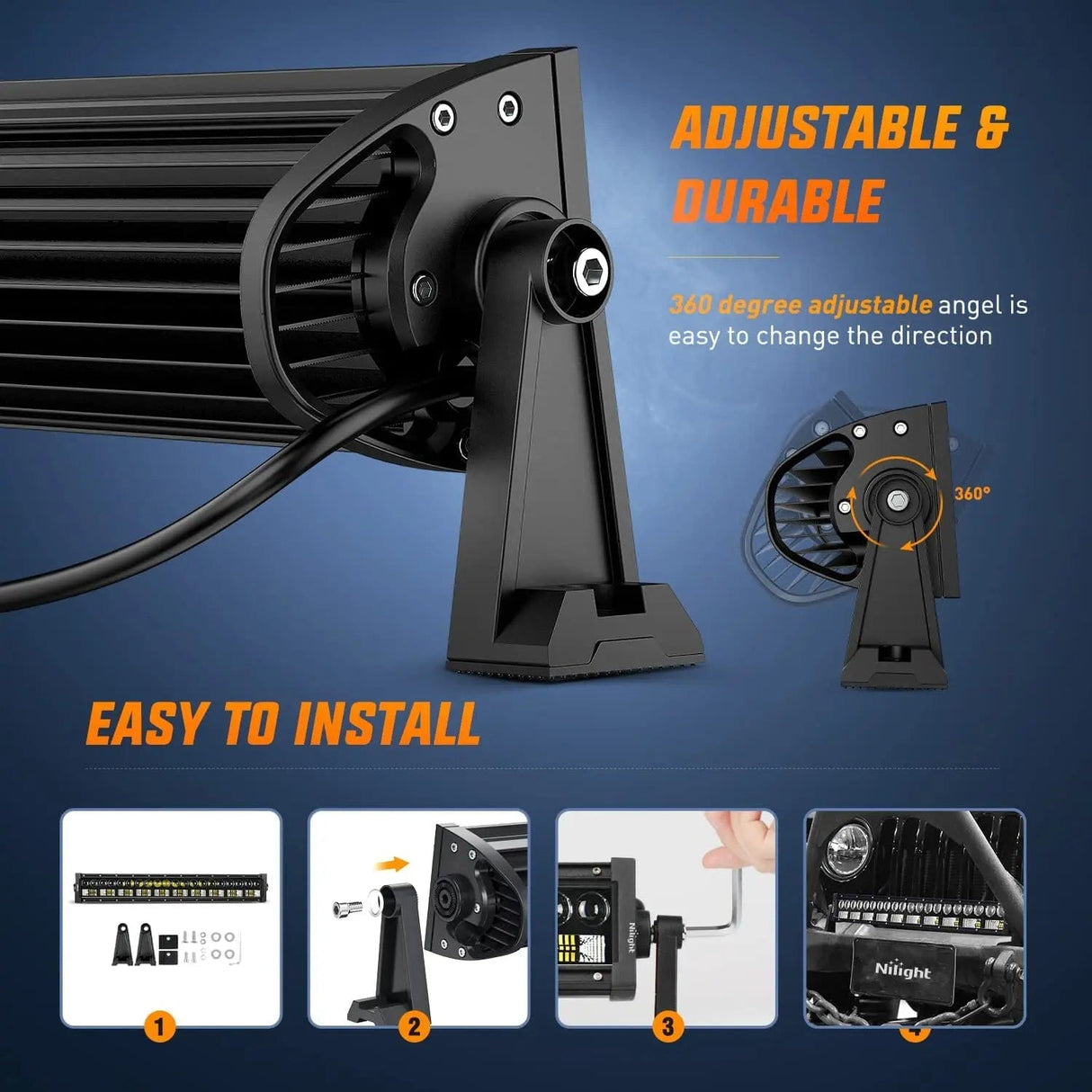 LED Light Bar 22 Inch 150W 15000LM Double Row 7D Lens Spot Flood LED Light Bar