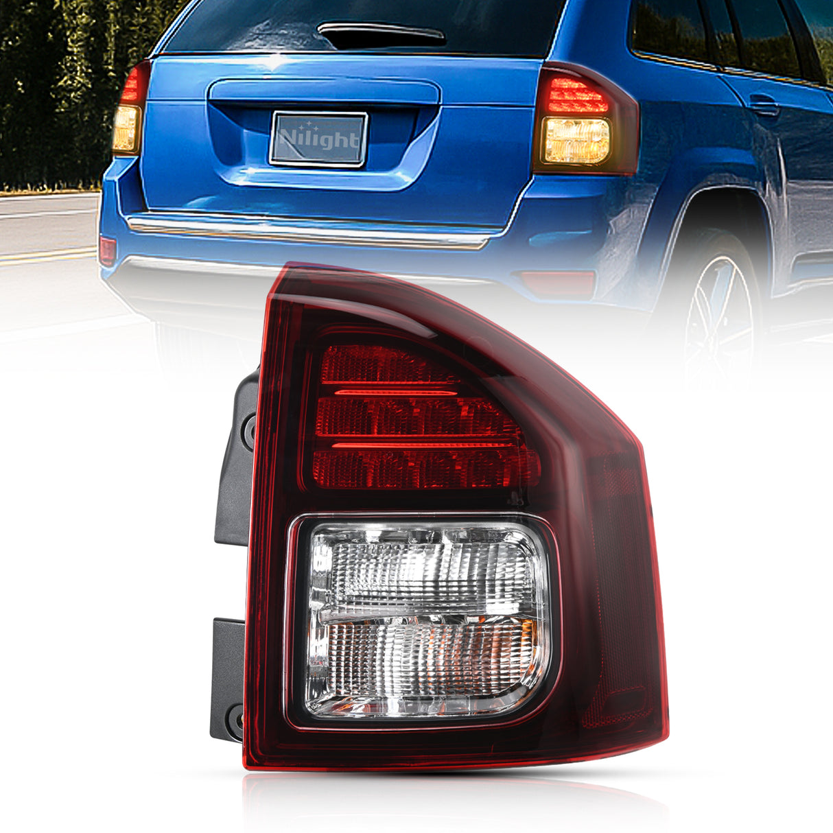 Taillight Assembly Compatible with 2014 2015 2016 2017 Jeep Compass Tail Light OE Style Rear Lamp Replacement Passenger Side w/Bulbs