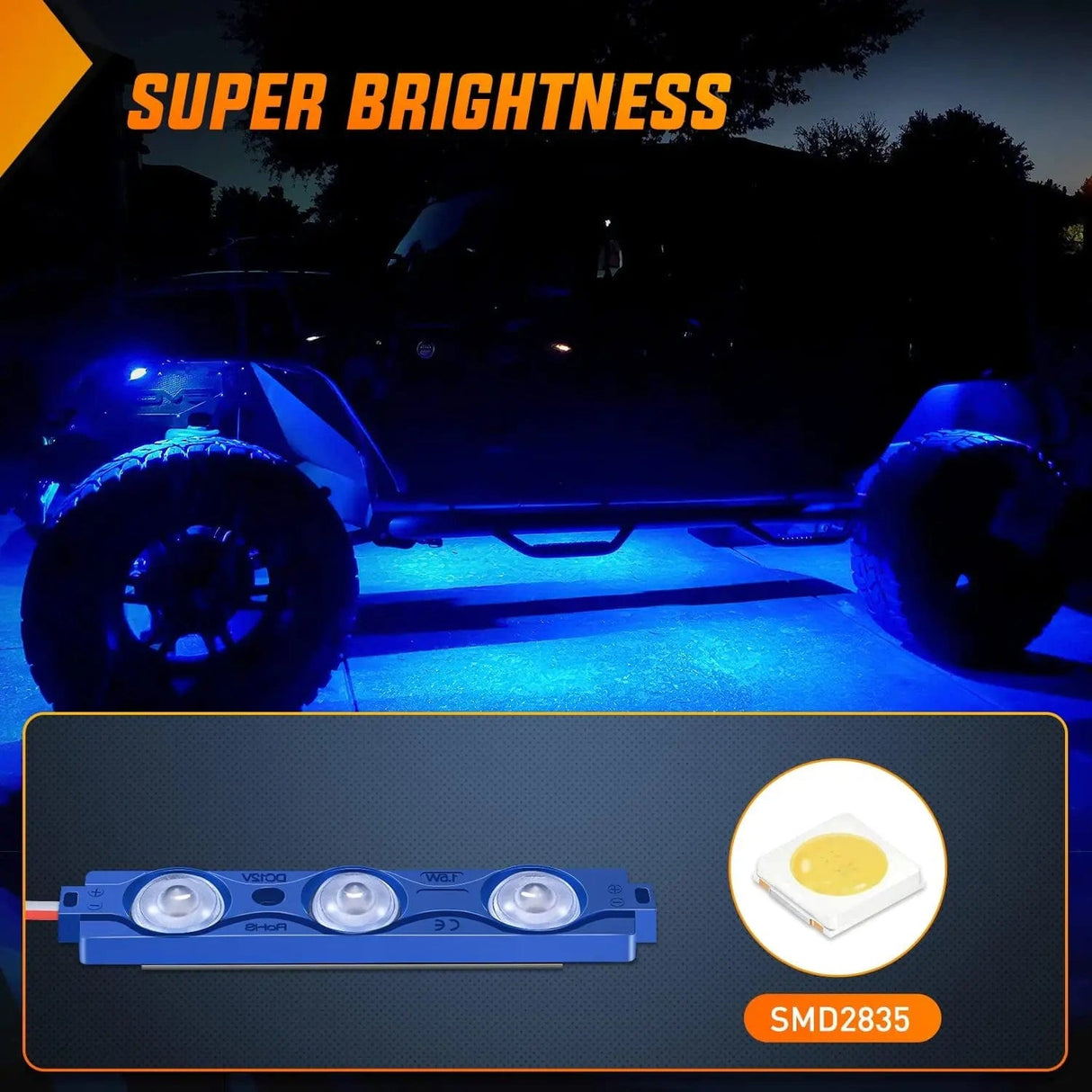Led light Strip 24 LEDs Blue Ultra-Bright Light Kit (8 Pcs)