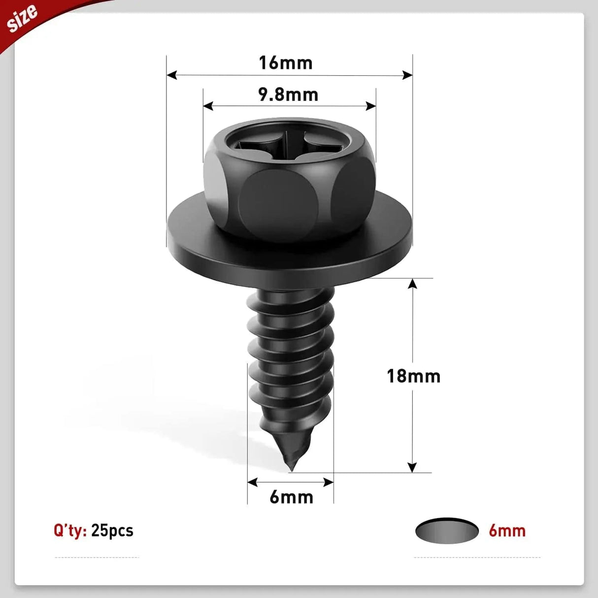 retainer clips 25 Pcs Head 9.8mm Hole 6mm Hex Head Screw Bolt Fit for Bumper Cover Splash Shield Mud Guard Screw Bolt Replacement for Toyota Avalon Camry Corolla Scion Lexus 90159-60498