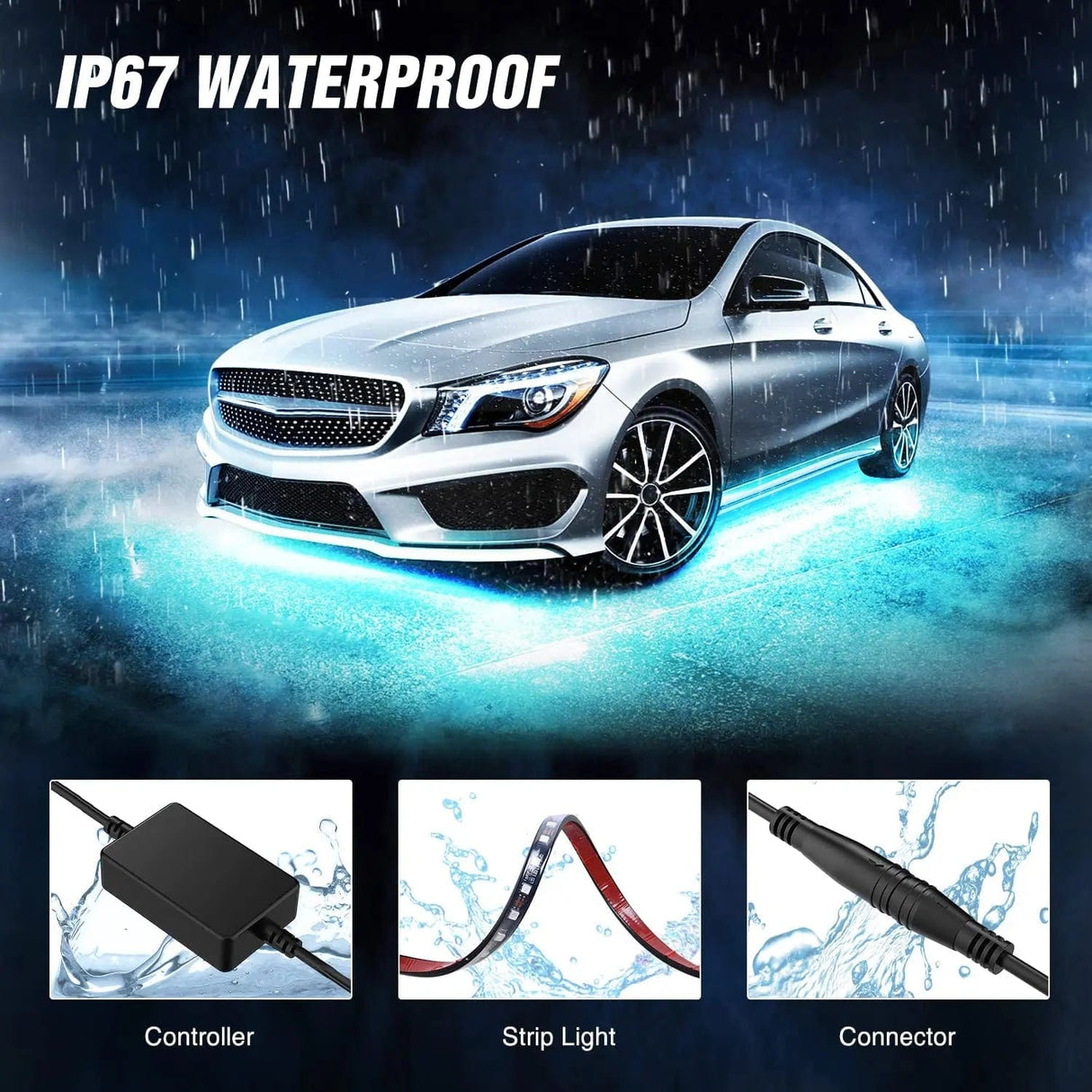 Motor Vehicle Lighting 252Leds RGB Underglow Neon Wireless Remote Control Led Strip Light 4PCS