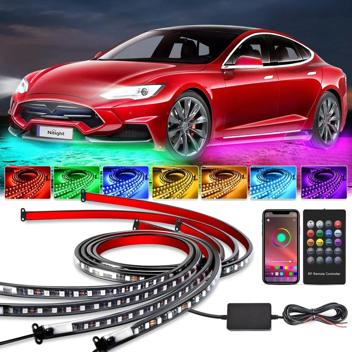 Led light Strip 256Leds RGB Underglow Neon APP Remote Control Led Strip Light 4PCS