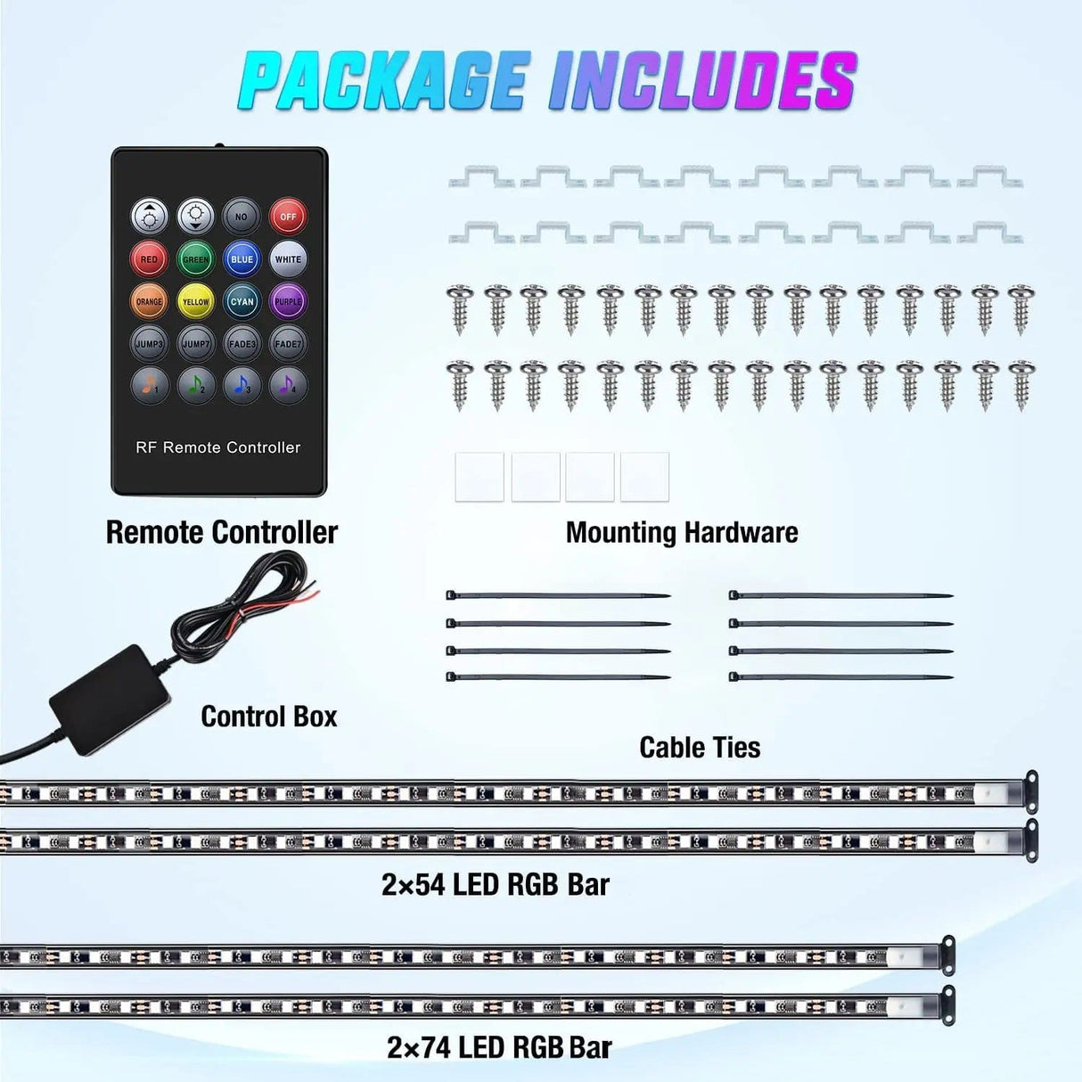 Led light Strip 256Leds RGB Underglow Neon APP Remote Control Led Strip Light 4PCS