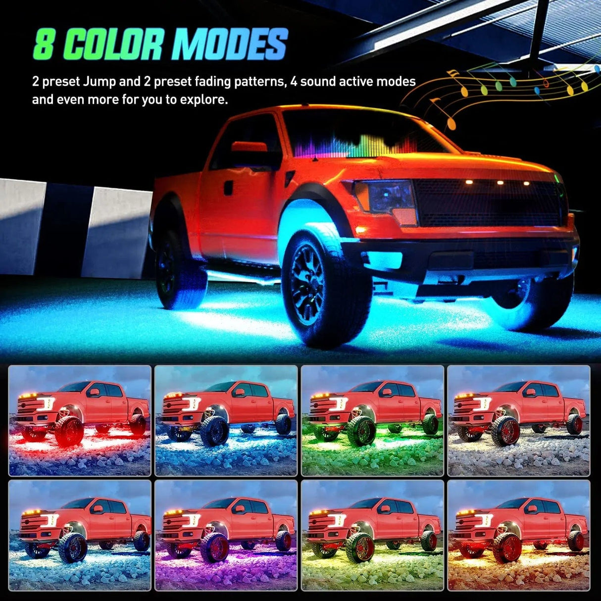 Led light Strip 256Leds RGB Underglow Neon APP Remote Control Led Strip Light 4PCS