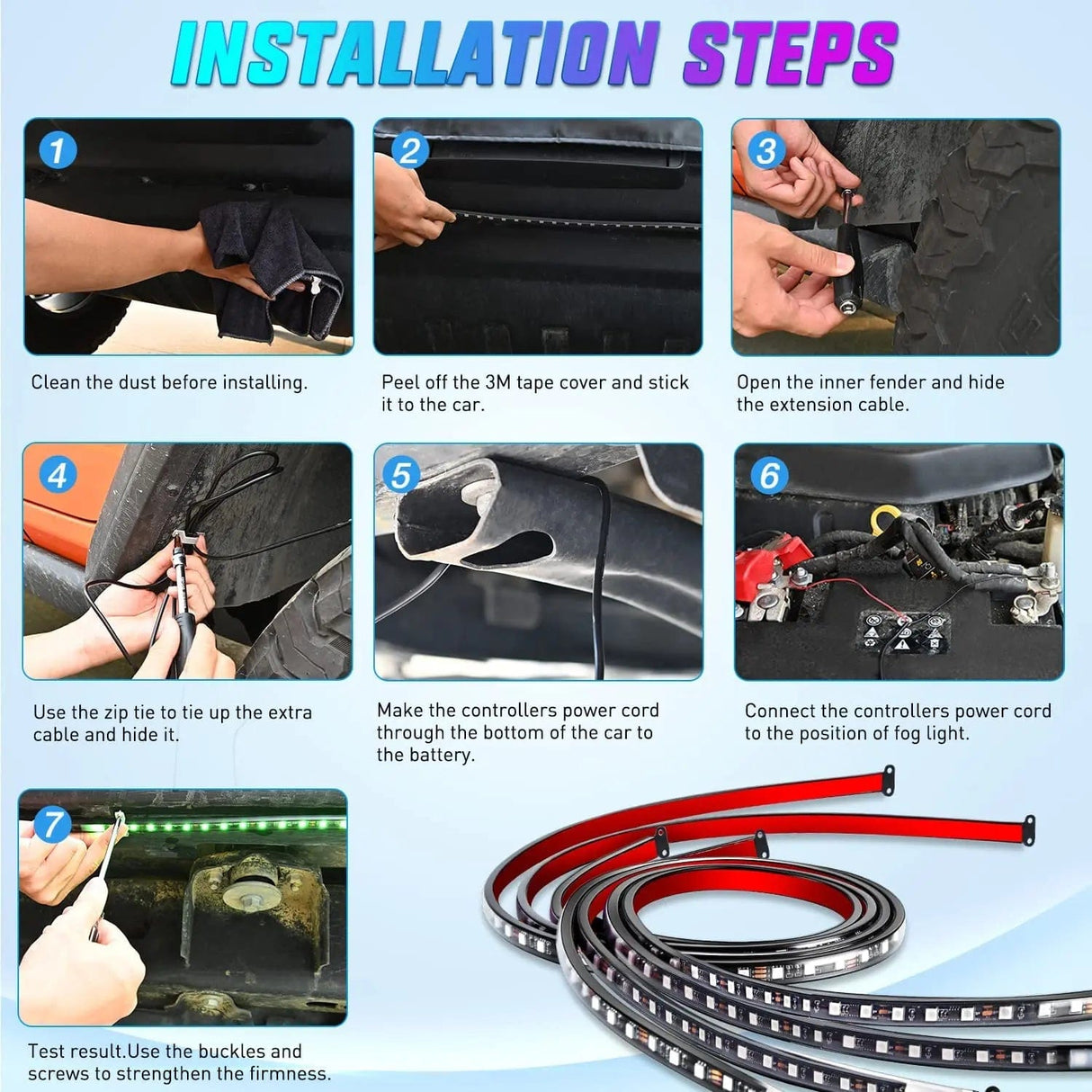 Led light Strip 256Leds RGB Underglow Neon APP Remote Control Led Strip Light 4PCS