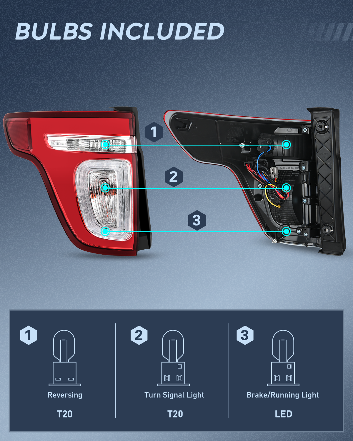 Nilight Taillight Assembly Compatible with 2011 2012 2013 2014 2015 Ford Explorer Rear Lamp Replacement OE Style LED and halogen bulbs Driver Side