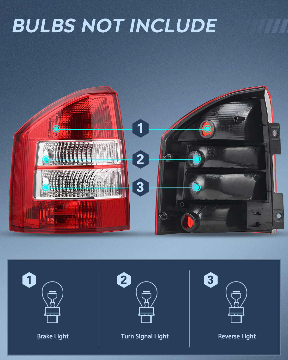 Nilight Taillight Assembly Compatible with 2007 2008 2009 2010 Jeep Compass Tail Light OE Style Rear Lamp Replacement Driver Side