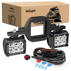 4 Inch 18W Spot Led Pods with 2.5 Inch Tow Hitch Mounting Brackets | 12FT Wire 3Pin Switch