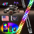 LED Whip Light 2Pcs 4FT Spiral Antenna Bluetooth Remote App Control Led Whip Light | 10FT Wire 5Pin Switch