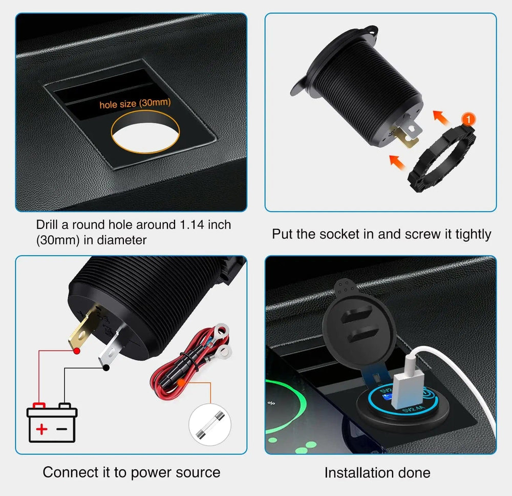 Accessories 2Pcs 5V 4.8A Dual USB Output Car Charger with LED Voltmeter
