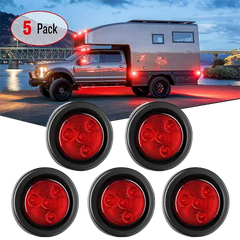 2 Inch Red Round Side Marker Light (5 Pcs)