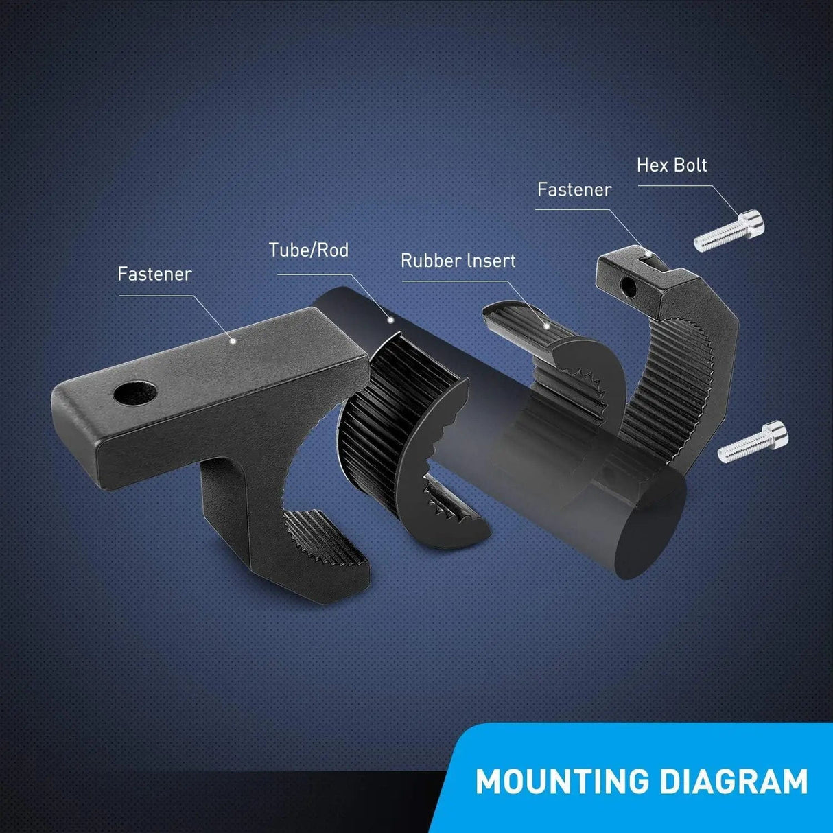 Mounting Accessory Horizontal Bar Clamp Mount Bracket Kits 1"/1.5"/1.75"/2" (2 Pairs)