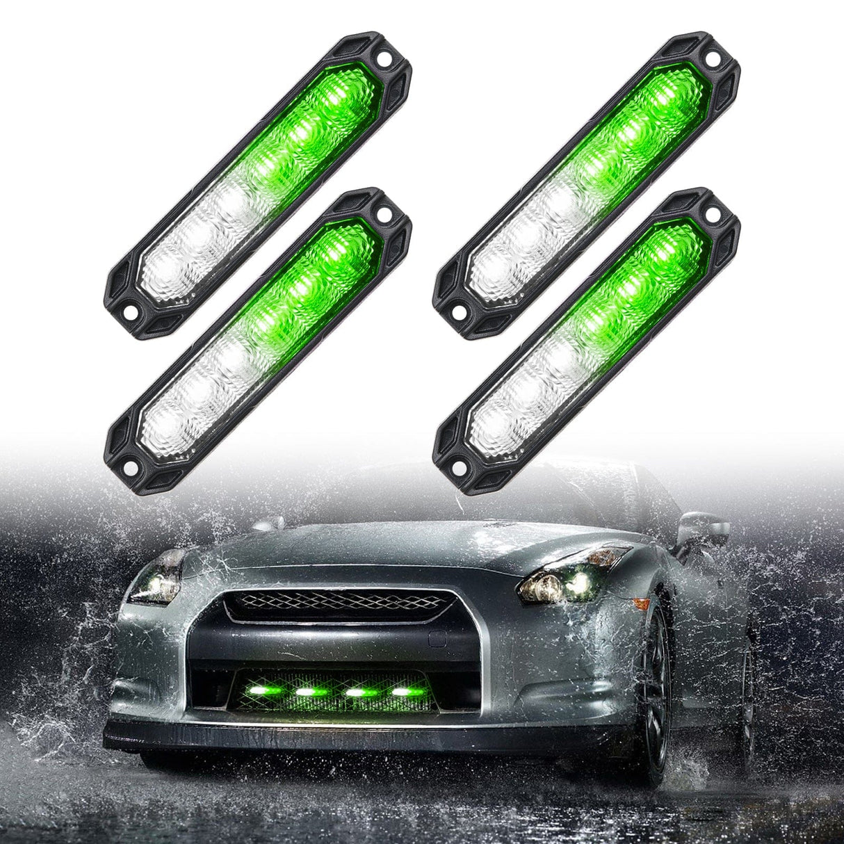 led strobe light 6LED Green White Surface Mount Flashing Emergency Strobe lights 4 PCS