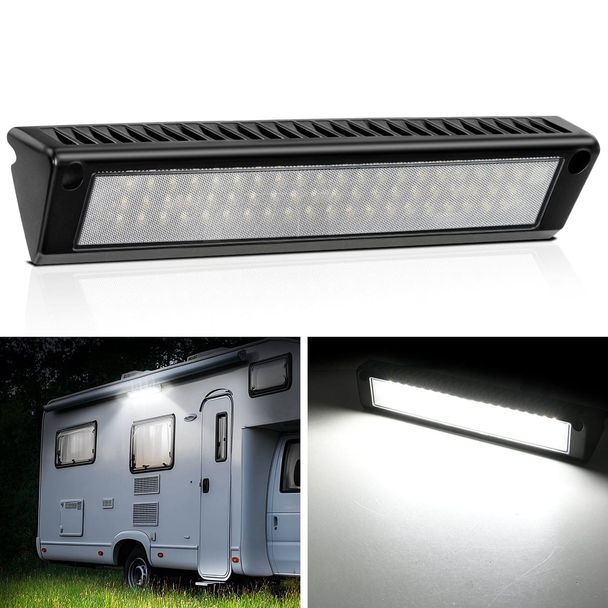Area Lights RV Exterior Light 13 Inch White Beam Porch Lights Black Aluminum
