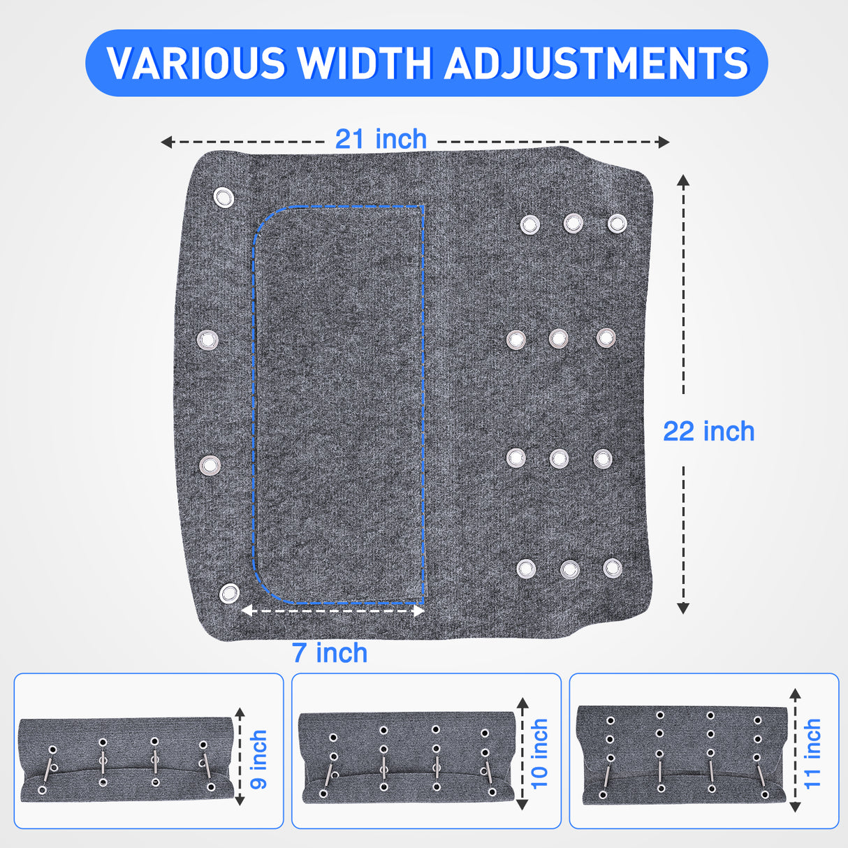 Nilight RV Step Covers 3 Pack 22 inch, Fits 9-11Inch Deep Camper Steps Adjustable Wrap Around RV Step Rug with Spring Works on Electrical & Manual RV Stairs Carpet for Camper Trailers Steps Outside, Gray