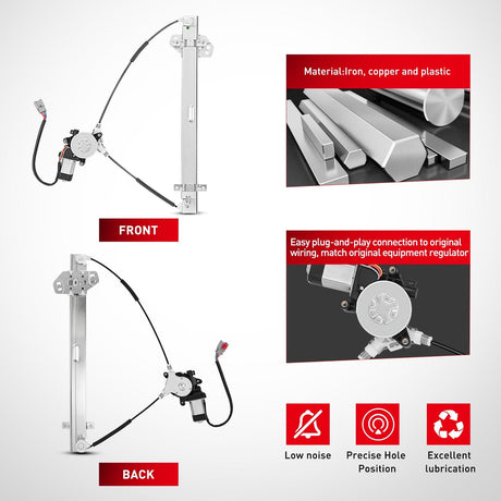Window Regulator Power Window Regulator with Motor Assembly Replacement for Honda CR-V 2002 2003 2004 2005 2006, Front Driver Side, 741-302