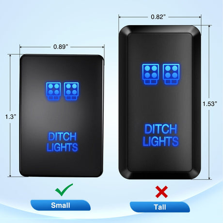 Rocker Switch Ditch Lights Push Button Switch 12V ON Off with Connector Wire Kit 1.28 x 0.8Inch Replacement for Toyota Sequoia Highlander Tacoma Tundra 4Runner RAVR Yaris