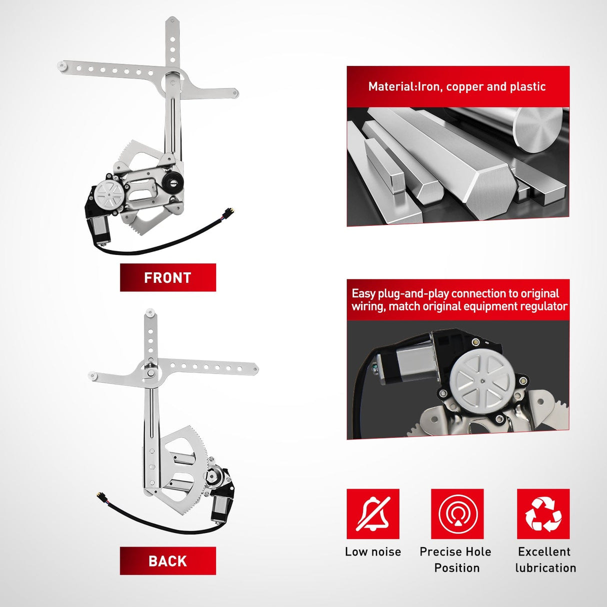 Window Regulator 741-655 Window Regulator/Motor Front Driver Side Compatible with 1988-2002 Chevrolet Blazer C1500 C2500 C3500 K1500 K2500 K3500 Tahoe GMC Yukon 1996 1997 1998 1999 2000 2001 2002