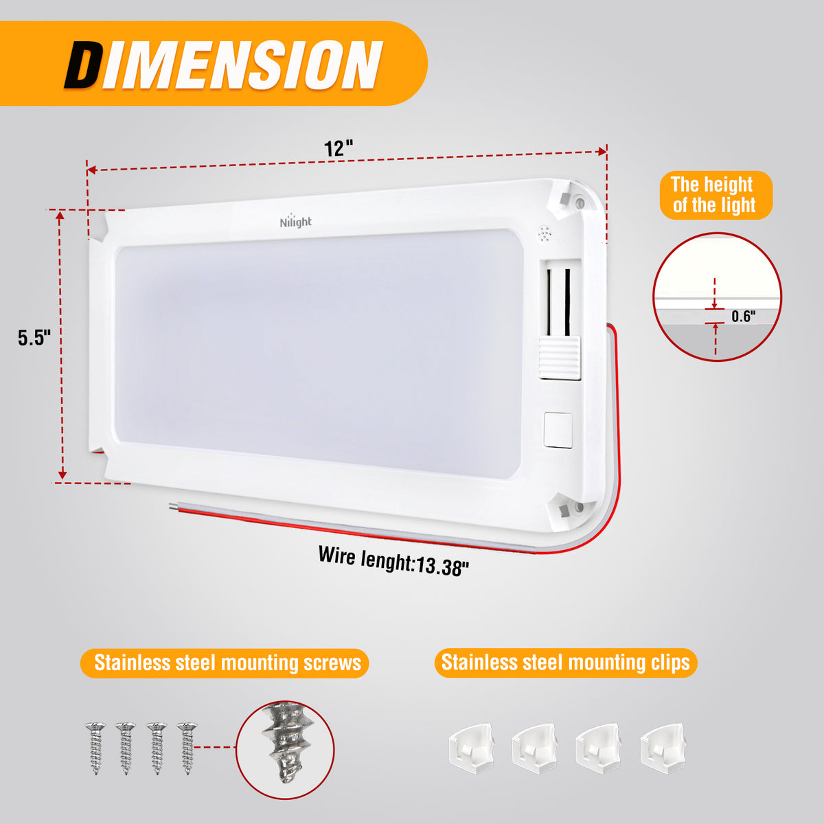LED Interior Light 4PCS 12.5 Inch 3 Color Ceiling Light | 96LEDs with Dimmable 3100K to 6500K Lighting Memory Function and 12V-30V Compatibility for RV Enclosed Cargo Trailer Van Boat