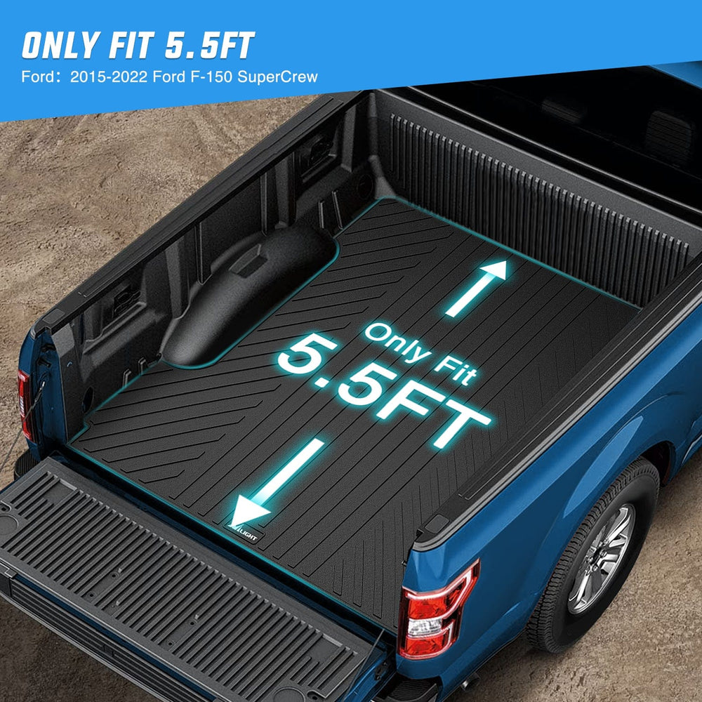 Truck Bed Mat 5.5ft Rubber Short Bed For 2015 2016 2017 2018 2019 2020 2021 2022 Ford F150 SuperCrew Cab