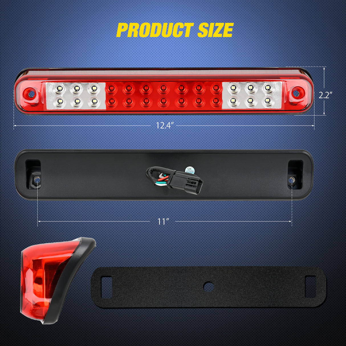Nilight Third Brake Light Tail High Mount 3rd Stop Cargo Reverse Lights Red Lens Compatible with Chevy GMC C/K Series 1500 2500 3500 1988-2000 Chevrolet Blazer 1992 1993 Chevy Silverado 1994-1998