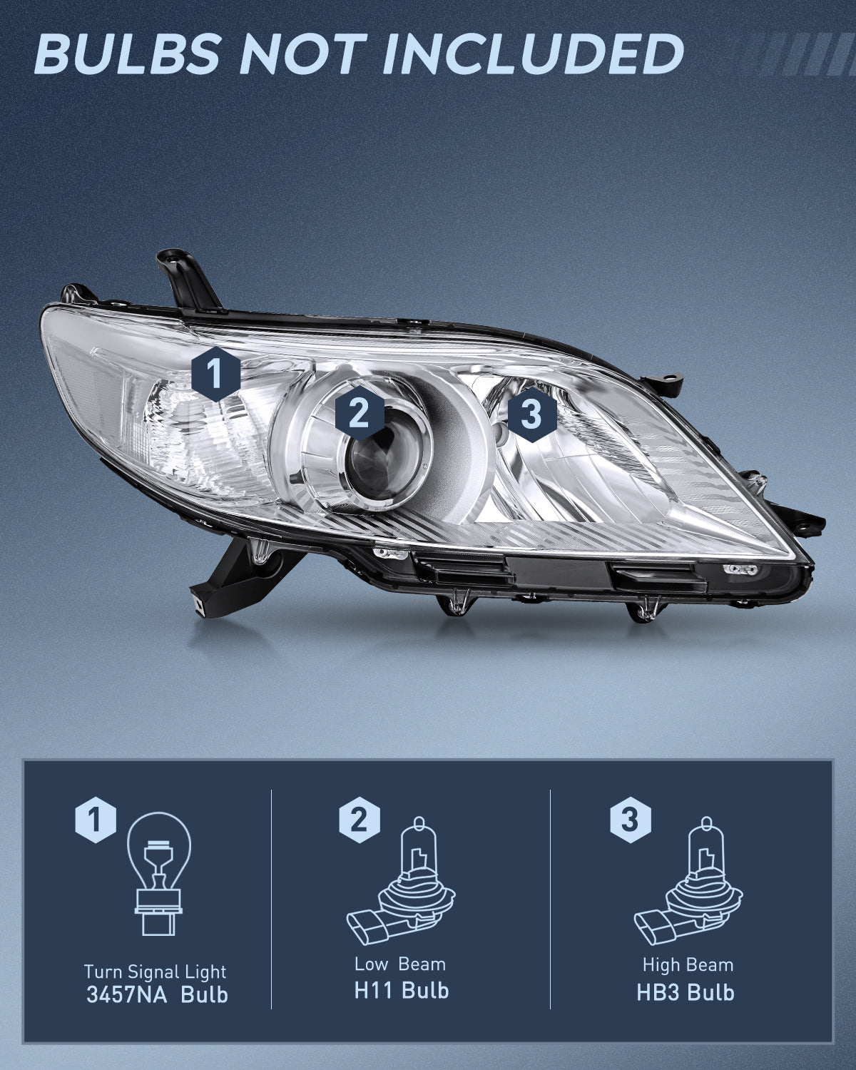 Nilight Headlight Assembly Compatible with 2011 2012 2013 2014 2015 2016 2017 2018 2019 2020 Toyota Sienna Chrome Housing Clear Reflector Clear Lens Headlights Replacement