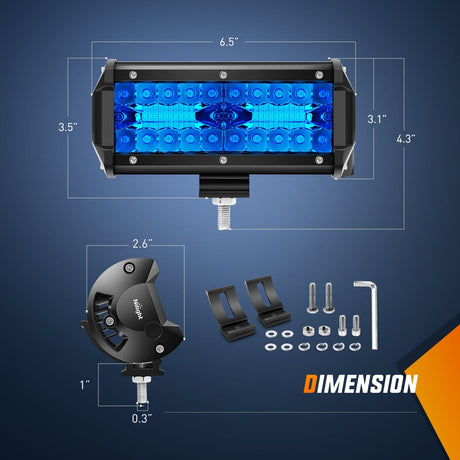 LED Light Bar 6.5 Inch 120W Triple Row Spot Blue Led Pods (Pair)
