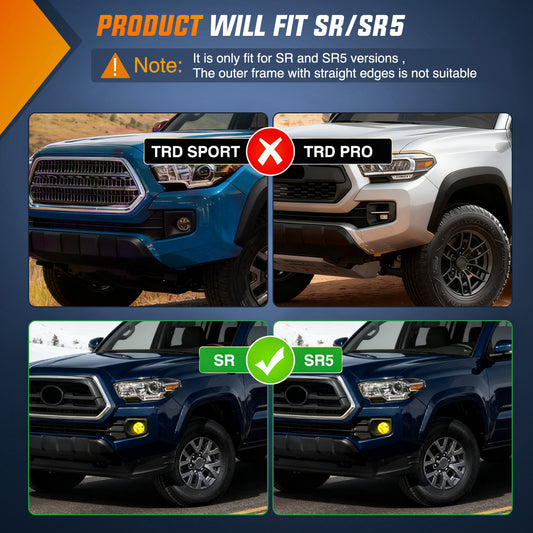 Fog Light Assembly 2016 2017 2018 2019 2020 2021 2022 2023 Toyota Tacoma SR SR5 Fog Light Assembly Yellow Lens