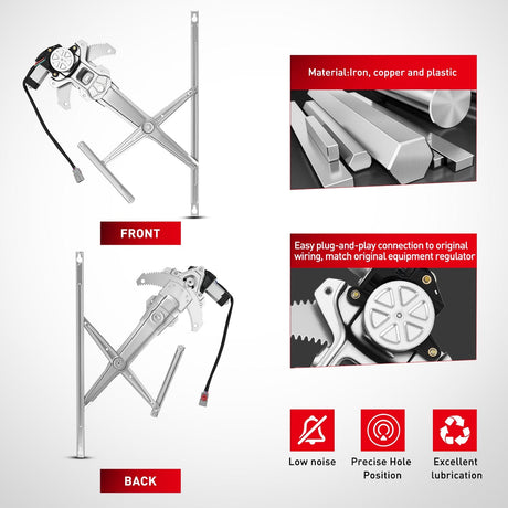 Window Regulator 741-950 Front Left Window Regulator with Motor, Compatible with 1997 1998 1999 2000 2001 Honda CR-V, Power Window Lift Motor Assembly, Driver Side, OE Replacement