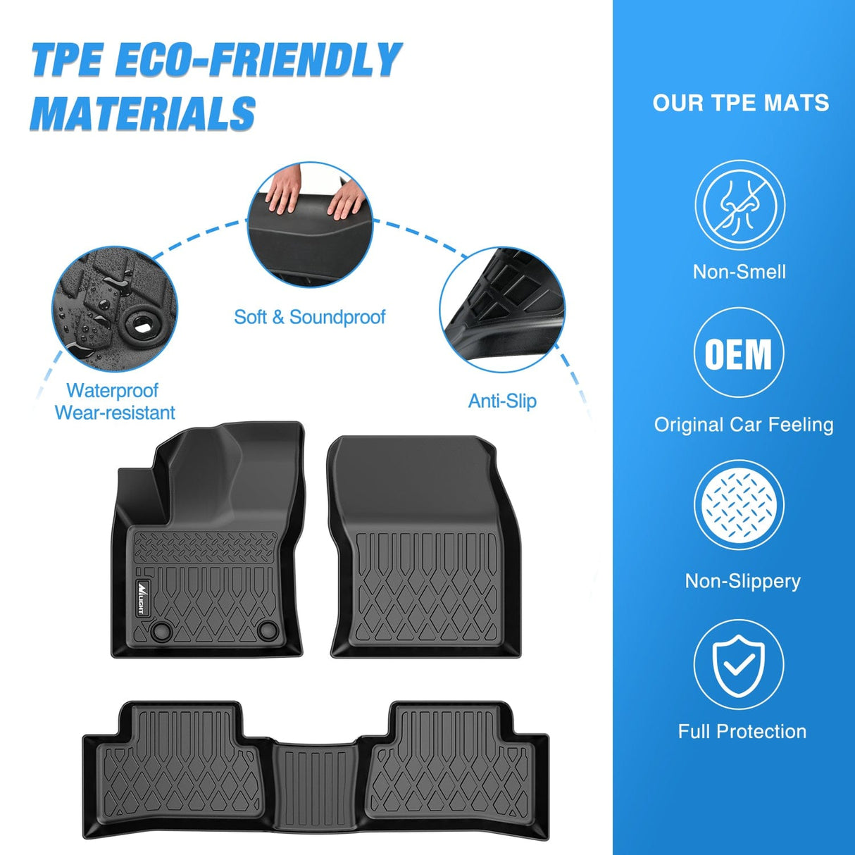 Floor Mat Floor Mats for Toyota Corolla Cross Hybrid 2022 2023 2024 2025 (AWD Only) All Weather Custom Fit Heavy Duty Floor Liners