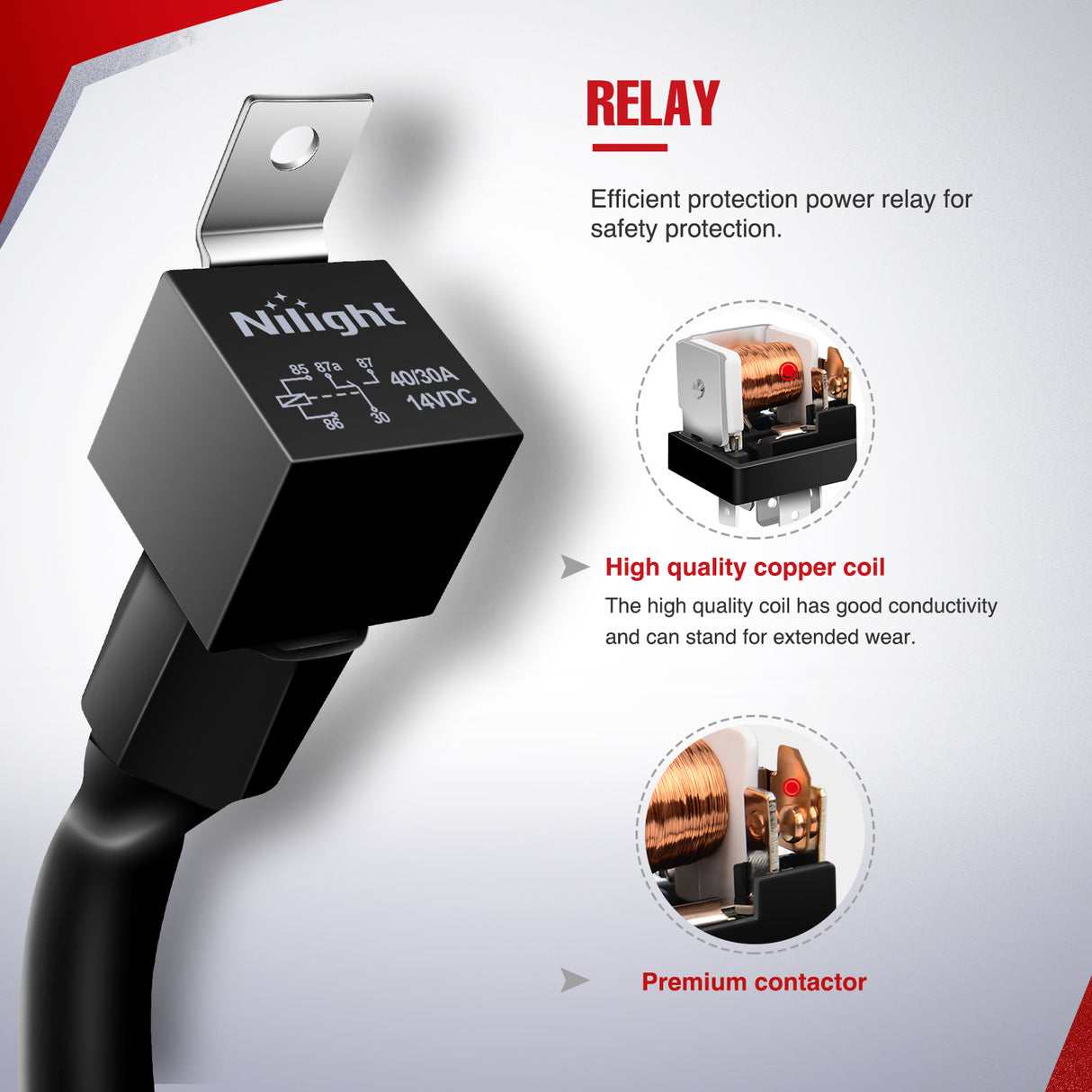 Nilight 14AWG LED Light Bar Wiring Harness Kit 12V On Off 5Pin Rocker Switch Laser Waterproof Toggle Switches Power Relay Blade Fuse for Work Lights Cars Boat ATV Trucks-3 Leads, Bule