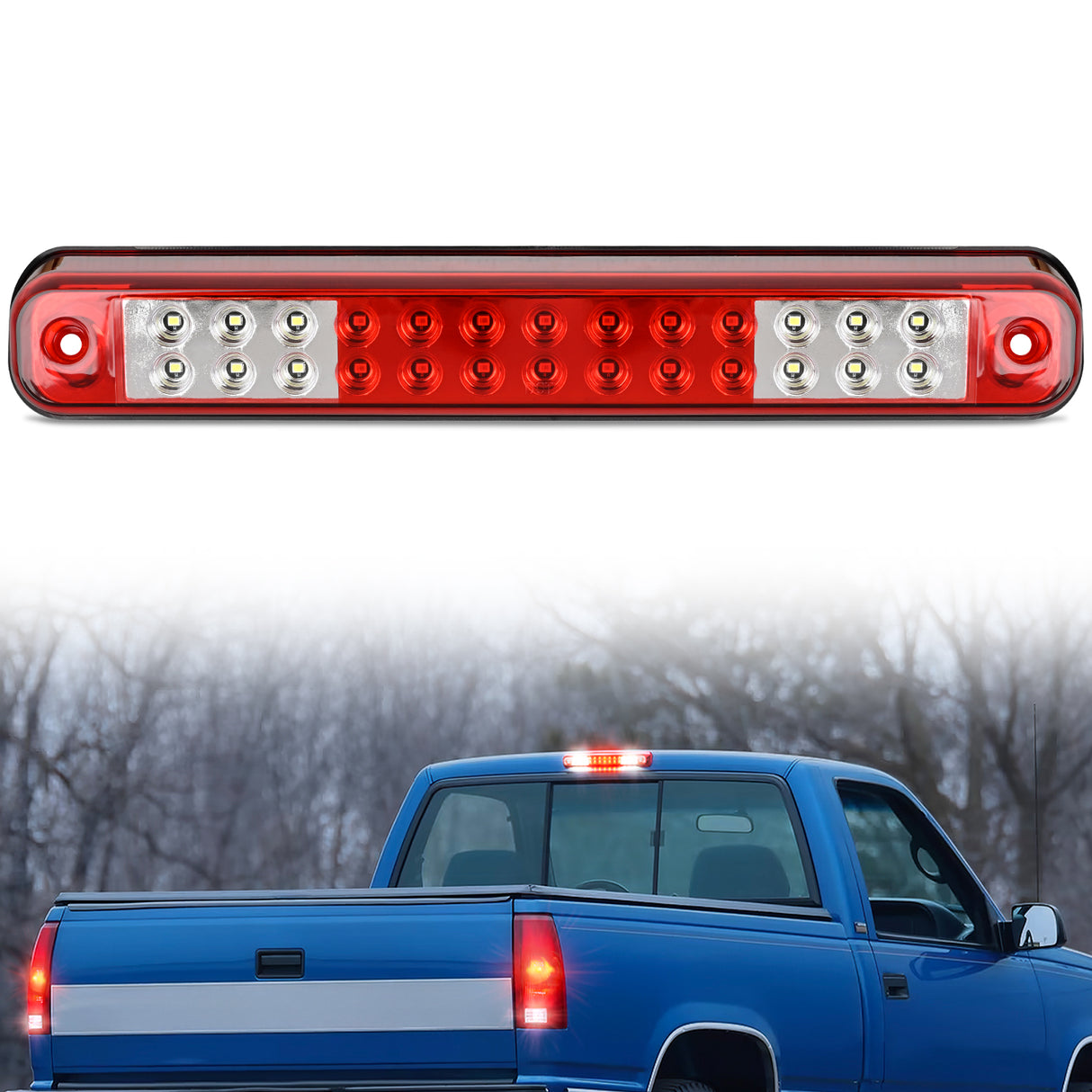 Nilight Third Brake Light Tail High Mount 3rd Stop Cargo Reverse Lights Red Lens Compatible with Chevy GMC C/K Series 1500 2500 3500 1988-2000 Chevrolet Blazer 1992 1993 Chevy Silverado 1994-1998