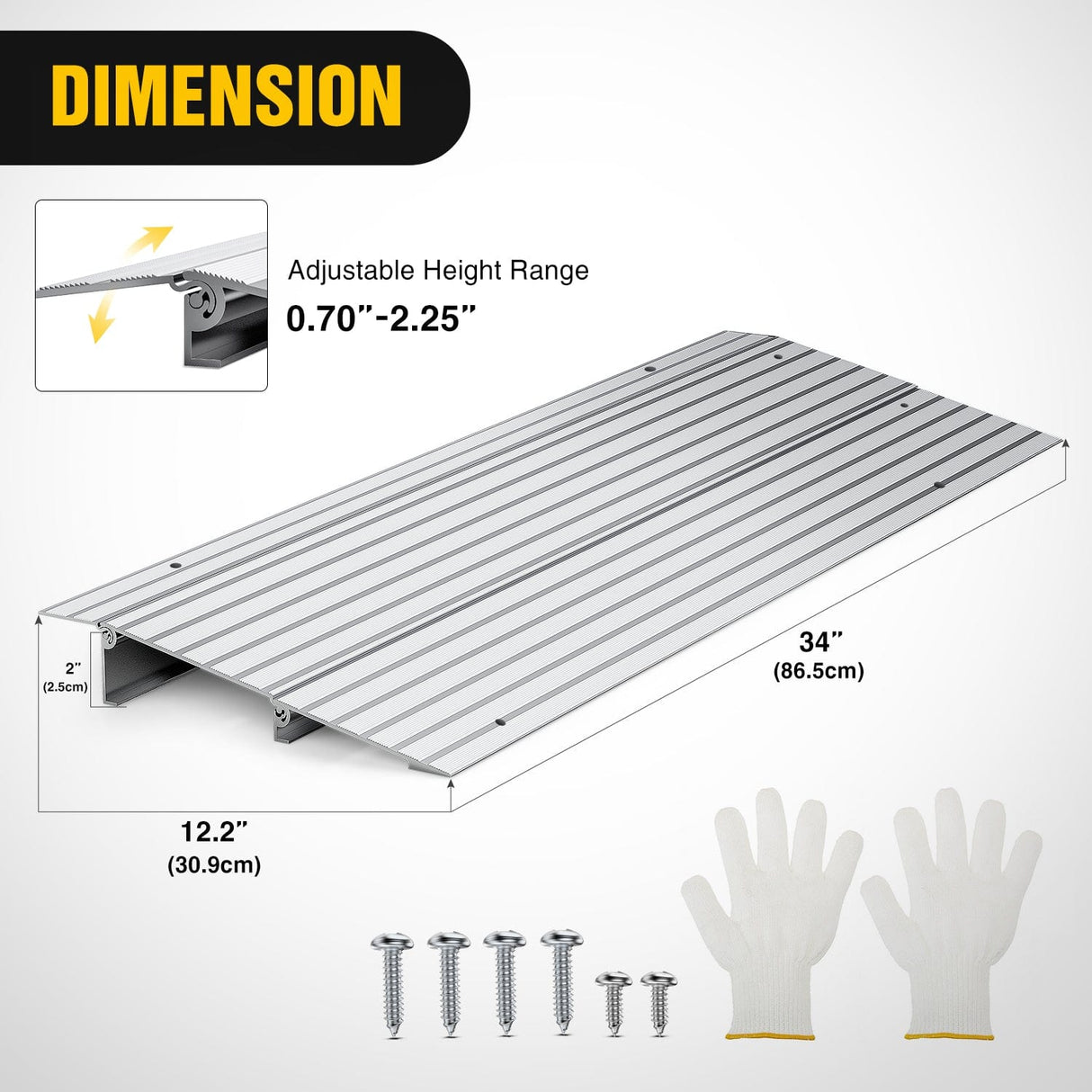 Curb Ramp Door Threshold Ramp 2inch Rise Portable Aluminum Wheelchair Door Transition Entry Ramps for Doorways Home Steps
